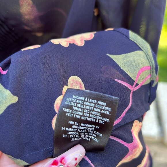 NWOT Anthropologie Maeve Floral High-Low Sheer Pintuck Tunic 4 - Picture 5 of 16